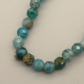 Natural Apatite Beads Strands,Round,Faceted,Cyan,3-3.5mm,Hole:0.8mm,about 108 pcs/strand,about 7.5 g/strand,5 strands/package,14.96"(38cm),XBGB04796bbov-L020