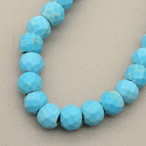 Natural Turquoise Beads Strands,Round,Faceted,Sky Blue,3mm,Hole:1mm,about 126 pcs/strand,about 6 g/strand,5 strands/package,14.96"(38cm),XBGB04802bbov-L020