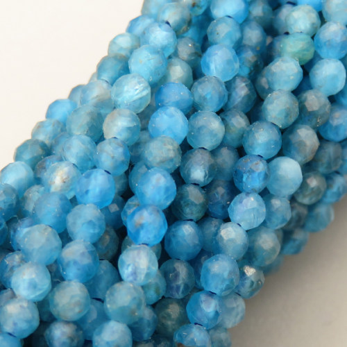 Natural Apatite Beads Strands,Round,Faceted,Light Blue,2-2.5mm,Hole:0.5mm,about 152 pcs/strand,about 5.5 g/strand,5 strands/package,14.96"(38cm),XBGB04812vbmb-L020