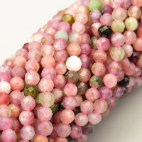 Natural Tourmaline Beads Strands,Round,Faceted,Pink,3-3.5mm,Hole:0.8mm,about 108 pcs/strand,about 7.5 g/strand,5 strands/package,14.96"(38cm),XBGB04818bbov-L020