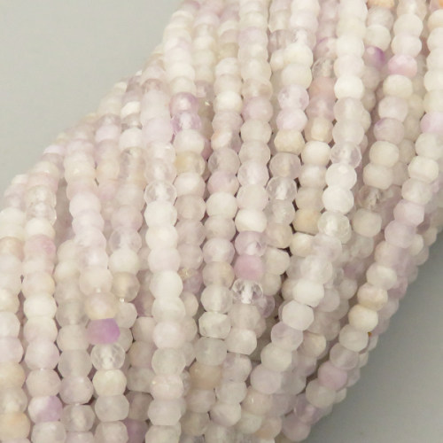 Natural Kunzite Beads Strands,Spodumene Beads,Round,Faceted,Light Pink,3.5mm,Hole:0.8mm,about 108 pcs/strand,about 7.5 g/strand,5 strands/package,14.96"(38cm),XBGB04824bbov-L020