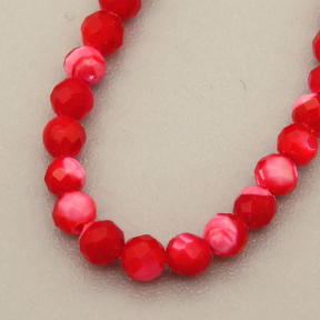 Natural Agate Beads Strands,Round,Faceted,Red,2-2.5mm,Hole:0.8mm,about 152 pcs/strand,about 5.5 g/strand,5 strands/package,14.96"(38cm),XBGB04832vbmb-L020