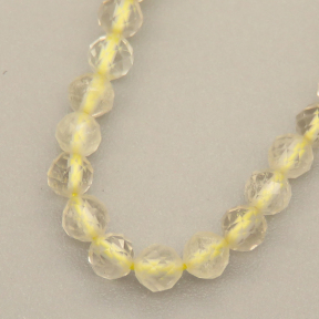 Natural Citrine Beads Strands,Round,Faceted,Light Yellow,3mm,Hole:0.8mm,about 126 pcs/strand,about 6 g/strand,5 strands/package,14.96"(38cm),XBGB04834bbov-L020