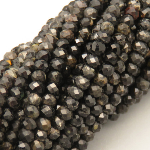 Natural Obsidian Beads Strands,Round,Faceted,Black,3mm,Hole:0.8mm,about 126 pcs/strand,about 6 g/strand,5 strands/package,14.96"(38cm),XBGB04836bbov-L020