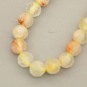 Natural Citrine Beads Strands,Round,Faceted,Light Orange,3mm,Hole:0.8mm,about 126 pcs/strand,about 6 g/strand,5 strands/package,14.96"(38cm),XBGB04848bbov-L020