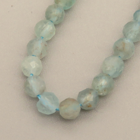 Natural Aquamarine Beads Strands,Round,Faceted,Light Cyan,3.5mm,Hole:0.8mm,about 108 pcs/strand,about 7.5 g/strand,5 strands/package,14.96"(38cm),XBGB04852bbov-L020