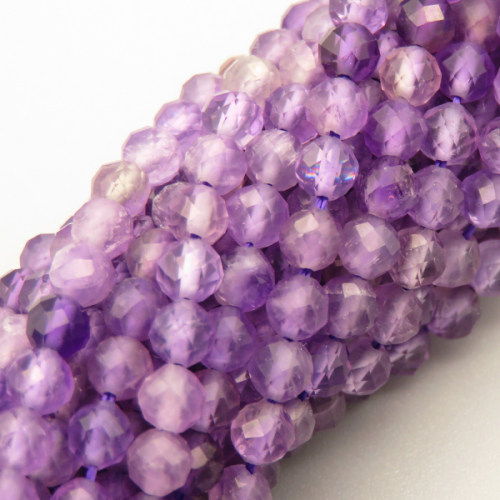 Natural Amethyst Beads Strands,Grade A,Round,Faceted,Purple,3.8-4mm,Hole:0.8mm,about 95 pcs/strand,about 9 g/strand,5 strands/package,14.96"(38cm),XBGB04856vhha-L020