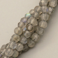 Natural Labradorite Beads Strands,Grade A,Round,Faceted,Light Grey,3mm,Hole:0.8mm,about 126 pcs/strand,about 6 g/strand,5 strands/package,14.96"(38cm),XBGB04864bbov-L020