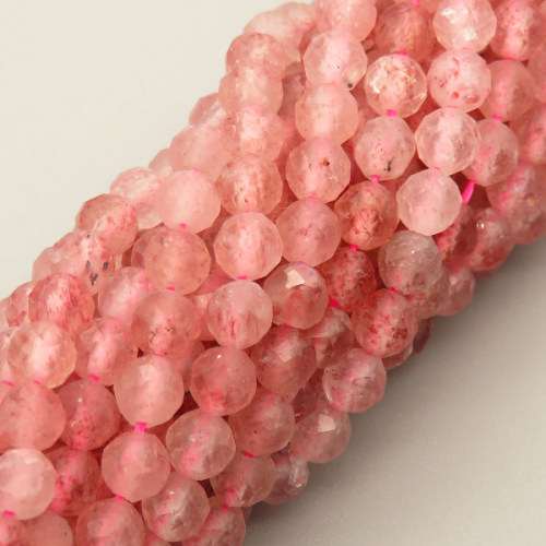 Natural Rose Quartz Beads Strands,Round,Faceted,Pink,4mm,Hole:0.8mm,about 95 pcs/strand,about 9 g/strand,5 strands/package,14.96"(38cm),XBGB04866vhha-L020