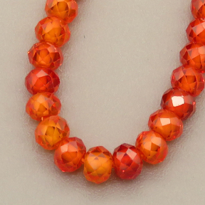 Cubic Zirconia Beads Strands,Rondelle,Faceted,Orange ,2x3mm,Hole:0.5mm,about 126 pcs/strand,about 12 g/strand,5 strands/package,14.96"(38cm),XBGB04870ahlv-L020