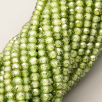 Cubic Zirconia Beads Strands,Rondelle,Faceted,Grape Green,2x3mm,Hole:0.5mm,about 126 pcs/strand,about 12 g/strand,5 strands/package,14.96"(38cm),XBGB04872ahlv-L020