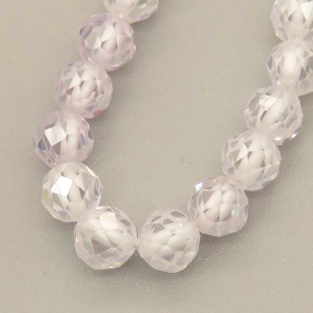 Cubic Zirconia Beads Strands,Round,Faceted,White,Dyed,4mm,Hole:0.5mm,about 95 pcs/strand,about 18 g/strand,5 strands/package,14.96"(38cm),XBGB04888vhkb-L020