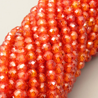 Cubic Zirconia Beads Strands,Round,Faceted,Orange Red,Dyed,4mm,Hole:0.5mm,about 95 pcs/strand,about 18 g/strand,5 strands/package,14.96"(38cm),XBGB04892vhkb-L020