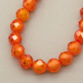 Cubic Zirconia Beads Strands,Round,Faceted,Light Orange Red,Dyed,2mm,Hole:0.5mm,about 190 pcs/strand,about 5 g/strand,5 strands/package,14.96"(38cm),XBGB04896vbmb-L020