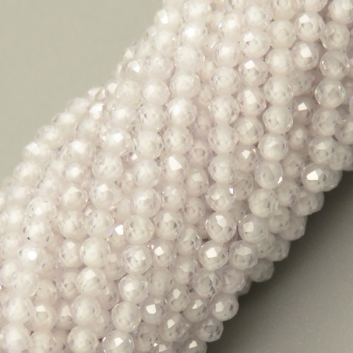 Cubic Zirconia Beads Strands,Round,Faceted,White,Dyed,2mm,Hole:0.5mm,about 190 pcs/strand,about 5 g/strand,5 strands/package,14.96"(38cm),XBGB04898vbmb-L020
