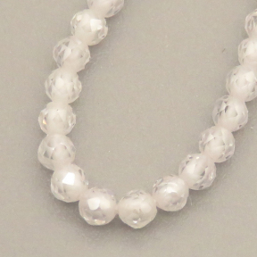 Cubic Zirconia Beads Strands,Round,Faceted,White,Dyed,2mm,Hole:0.5mm,about 190 pcs/strand,about 5 g/strand,5 strands/package,14.96"(38cm),XBGB04898vbmb-L020