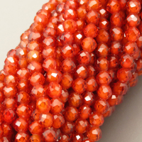 Cubic Zirconia Beads Strands,Round,Faceted,Deep Orange Red,Dyed,2mm,Hole:0.5mm,about 190 pcs/strand,about 5 g/strand,5 strands/package,14.96"(38cm),XBGB04906vbmb-L020