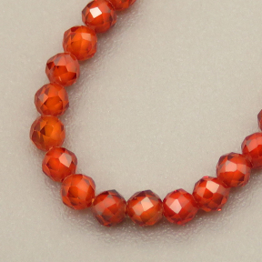 Cubic Zirconia Beads Strands,Round,Faceted,Deep Orange Red,Dyed,2mm,Hole:0.5mm,about 190 pcs/strand,about 5 g/strand,5 strands/package,14.96"(38cm),XBGB04906vbmb-L020