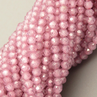 Cubic Zirconia Beads Strands,Round,Faceted,Pink,Dyed,2mm,Hole:0.5mm,about 190 pcs/strand,about 5 g/strand,5 strands/package,14.96"(38cm),XBGB04910vbmb-L020