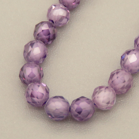 Cubic Zirconia Beads Strands,Round,Faceted,Purple,Dyed,3mm,Hole:0.5mm,about 126 pcs/strand,about 12 g/strand,5 strands/package,14.96"(38cm),XBGB04918vbpb-L020