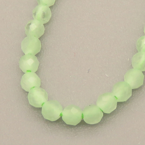 Cat Eye Beads Strands,Round,Faceted,Apple Green,Dyed,2mm,Hole:0.5mm,about 190 pcs/strand,about 4 g/strand,5 strands/package,14.96"(38cm),XBGB04930baka-L020