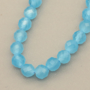 Cat Eye Beads Strands,Round,Faceted,Sea Blue,Dyed,3mm,Hole:1.5mm,about 126 pcs/strand,about 6 g/strand,5 strands/package,14.96"(38cm),XBGB04958ablb-L020