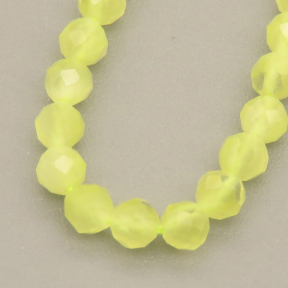 Cat Eye Beads Strands,Round,Faceted,Fluorescent Green,Dyed,3mm,Hole:1.5mm,about 126 pcs/strand,about 6 g/strand,5 strands/package,14.96"(38cm),XBGB04960ablb-L020