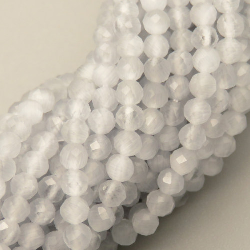 Cat Eye Beads Strands,Round,Faceted,Silver Gray,Dyed,3mm,Hole:1.5mm,about 126 pcs/strand,about 6 g/strand,5 strands/package,14.96"(38cm),XBGB04964ablb-L020