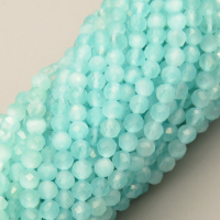 Cat Eye Beads Strands,Round,Faceted,Sky Blue,Dyed,3mm,Hole:1.5mm,about 126 pcs/strand,about 6 g/strand,5 strands/package,14.96"(38cm),XBGB04972ablb-L020