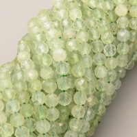 Natural Prehnite Beads Strands,Round,Faceted,Light Green,4mm,Hole:0.8mm,about 95 pcs/strand,about 9 g/strand,5 strands/package,14.96"(38cm),XBGB04978vhha-L020