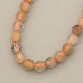 Natural Red Rutilated Quartz Beads Strands,Round,Faceted,Light Orange,2.5mm,Hole:0.5mm,about 152 pcs/strand,about 5 g/strand,5 strands/package,14.96"(38cm),XBGB04982vbmb-L020