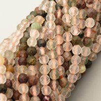 Natural Gemstone Beads Strands,Round,Faceted,Brown and White,3.5mm,Hole:0.8mm,about 108 pcs/strand,about 8 g/strand,5 strands/package,14.96"(38cm),XBGB04984bbov-L020