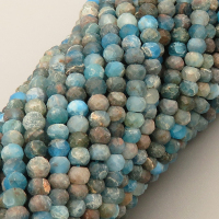 Natural Apatite Beads Strands,Round Flat Bead,Faceted,Light Cyan,2x3mm,Hole:0.5mm,about 126 pcs/strand,about 6 g/strand,5 strands/package,14.96"(38cm),XBGB04990ahjb-L020