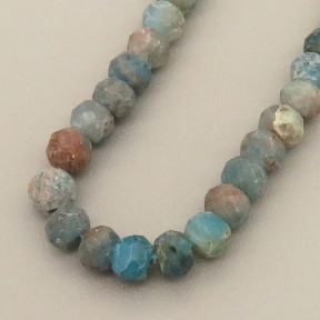 Natural Apatite Beads Strands,Round Flat Bead,Faceted,Light Cyan,2x3mm,Hole:0.5mm,about 126 pcs/strand,about 6 g/strand,5 strands/package,14.96"(38cm),XBGB04990ahjb-L020