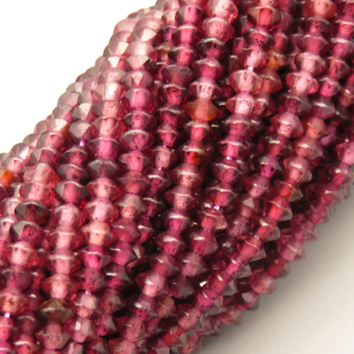 Natural Garnet Beads Strands,Dish Bead,Faceted,Dark Purple,2x3mm,Hole:0.5mm,about 126 pcs/strand,about 6 g/strand,5 strands/package,14.96"(38cm),XBGB04994ahlv-L020