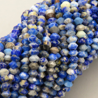 Natural Lapis Lazuli Beads Strands,Dish Bead,Faceted,Blue,1.5x2mm,Hole:0.5mm,about 190 pcs/strand,about 4 g/strand,5 strands/package,14.96"(38cm),XBGB04996vhov-L020