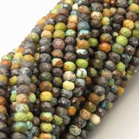Natural Dendritic Jasper Beads Strands,Round Flat Bead,Faceted,Color Mixing,2x3mm,Hole:0.5mm,about 126 pcs/strand,about 6 g/strand,5 strands/package,14.96"(38cm),XBGB04998ahjb-L020