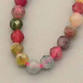 Natural Tourmaline Beads Strands,Round,Faceted,Color Mixing,3mm,Hole:0.5mm,about 126 pcs/strand,about 6 g/strand,5 strands/package,14.96"(38cm),XBGB05004bbov-L020