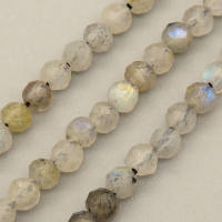 Natural Labradorite Beads Strands,Round,Faceted,Light Grey,3mm,Hole:0.5mm,about 126 pcs/strand,about 6 g/strand,5 strands/package,14.96"(38cm),XBGB05014bbov-L020