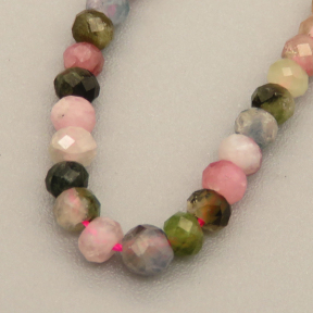 Natural Tourmaline Beads Strands,Round Flat Bead,Faceted,Color Mixing,2x3mm,Hole:0.5mm,about 126 pcs/strand,about 6 g/strand,5 strands/package,14.96"(38cm),XBGB05020ahlv-L020
