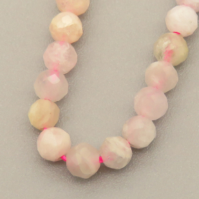 Natural Morganite Beads Strands,Round,Faceted,Light Pink,3mm,Hole:0.5mm,about 126 pcs/strand,about 6 g/strand,5 strands/package,14.96"(38cm),XBGB05024bbov-L020