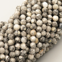 Natural Snowflake Obsidian Beads Strands,Round,Faceted,Off-white,4mm,Hole:0.8mm,about 95 pcs/strand,about 9 g/strand,5 strands/package,14.96"(38cm),XBGB05026vhha-L020