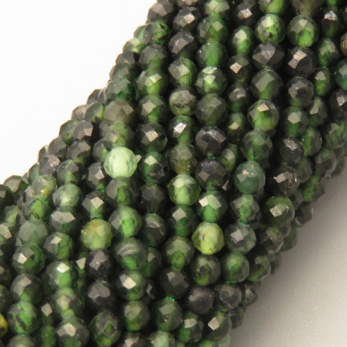 Natural Green Aventurine Beads Strands,Round,Faceted,Dark Green,2.5mm,Hole:0.5mm,about 152 pcs/strand,about 5 g/strand,5 strands/package,14.96"(38cm),XBGB05030vbmb-L020