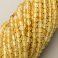 Natural Lemon Quartz Beads Strands,Round,Faceted,Light Yellow,3mm,Hole:0.8mm,about 126 pcs/strand,about 6 g/strand,5 strands/package,14.96"(38cm),XBGB05034bbov-L020