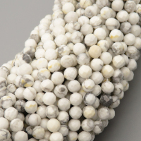 Natural Howlite Beads Strands,Round,Faceted,Off-white,5mm,Hole:0.8mm,about 76 pcs/strand,about 15 g/strand,5 strands/package,14.96"(38cm),XBGB05050ahlv-L020