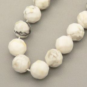 Natural Howlite Beads Strands,Round,Faceted,Off-white,5mm,Hole:0.8mm,about 76 pcs/strand,about 15 g/strand,5 strands/package,14.96"(38cm),XBGB05050ahlv-L020