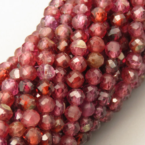 Natural Garnet Beads Strands,Round,Faceted,Dark Red,2.5mm,Hole:0.5mm,about 152 pcs/strand,about 5 g/strand,5 strands/package,14.96"(38cm),XBGB05052vbmb-L020