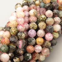 Natural Tourmaline Beads Strands,Round,Faceted,Color Mixing,4.5-5mm,Hole:1mm,about  76 pcs/strand,about 16.5 g/strand,5 strands/package,14.96"(38cm),XBGB05068ahlv-L020