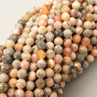 Natural Rhodochrosite Beads Strands,Round,Faceted,Yellow Black,4-4.5mm,Hole:0.8mm,about  84 pcs/strand,about 15 g/strand,5 strands/package,14.96"(38cm),XBGB05070ahlv-L020