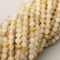 Natural Golden Sunstone Beads Strands,Round,Faceted,Cream Color,3.5-4mm,Hole:0.8mm,about  95 pcs/strand,about 9 g/strand,5 strands/package,14.96"(38cm),XBGB05072vhha-L020